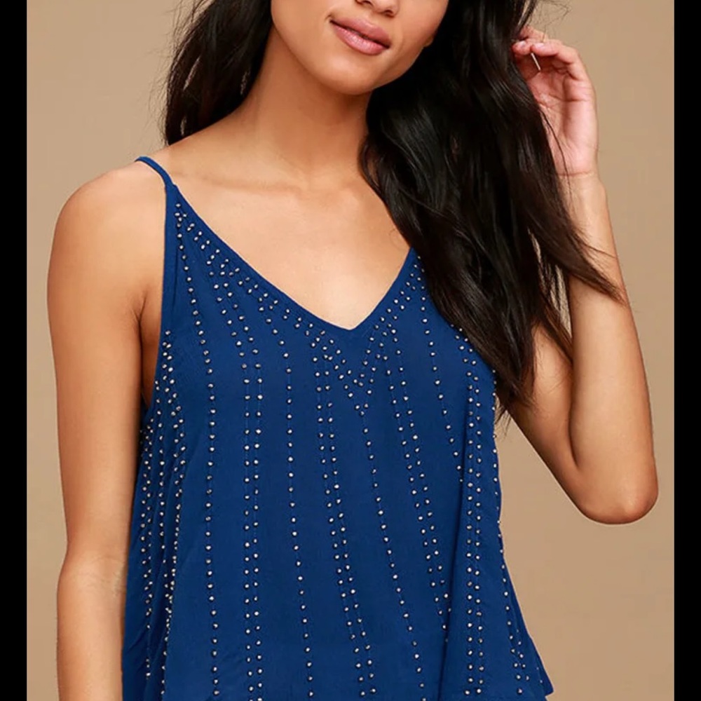 Free People BB Beaded Royal Blue Cami